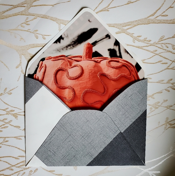 🎃 HAND CRAFTED wallpaper Halloween envelopes black orange set of 3 - Picture 3 of 8